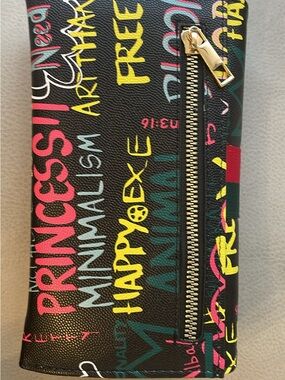 Alba Graffiti Wallet Black with Pink, Yellow, Teal and Red Accents
